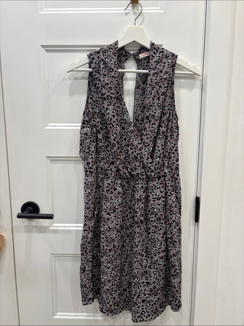 Rebecca Taylor Sleeveless Taupe Leopard Print Wrap Dress